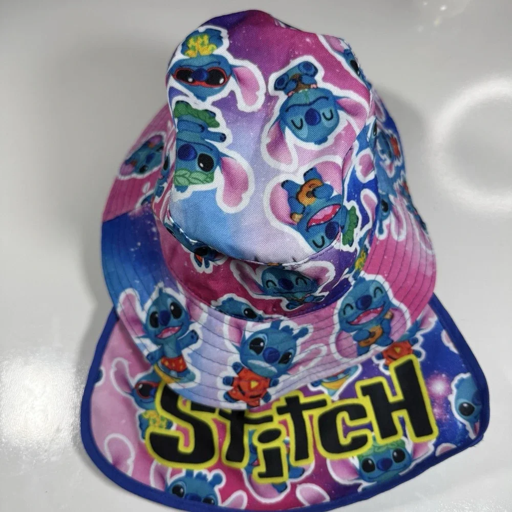 Lilo & Stitch Tie-Dye Bucket Hat Neck Flap Galaxy Print Kids Unisex Adjustable
